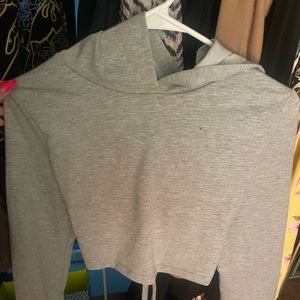 Mini crop hoodie with tie in the back.